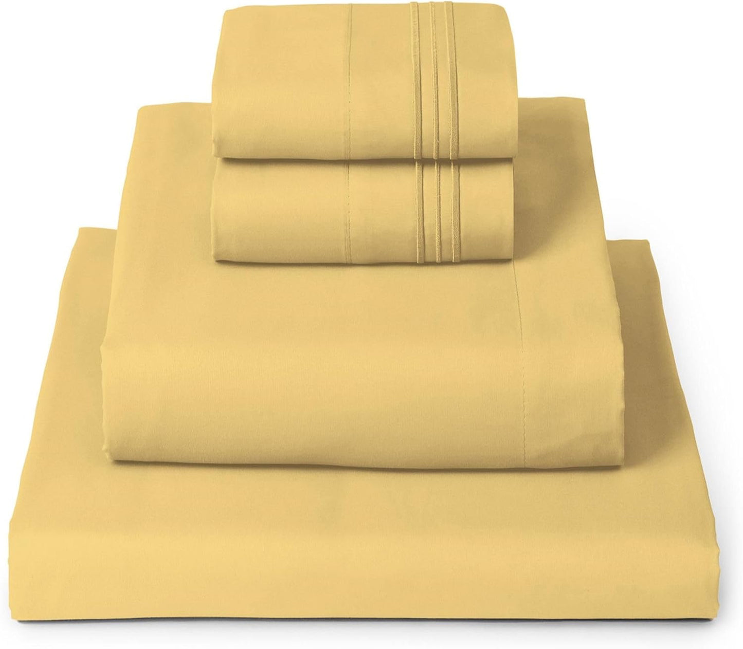 Mellanni Queen Sheets Set - 4 PC Hotel Luxury Bedding | Extra Soft, Cooling, Wrinkle-Resistant (Yellow)