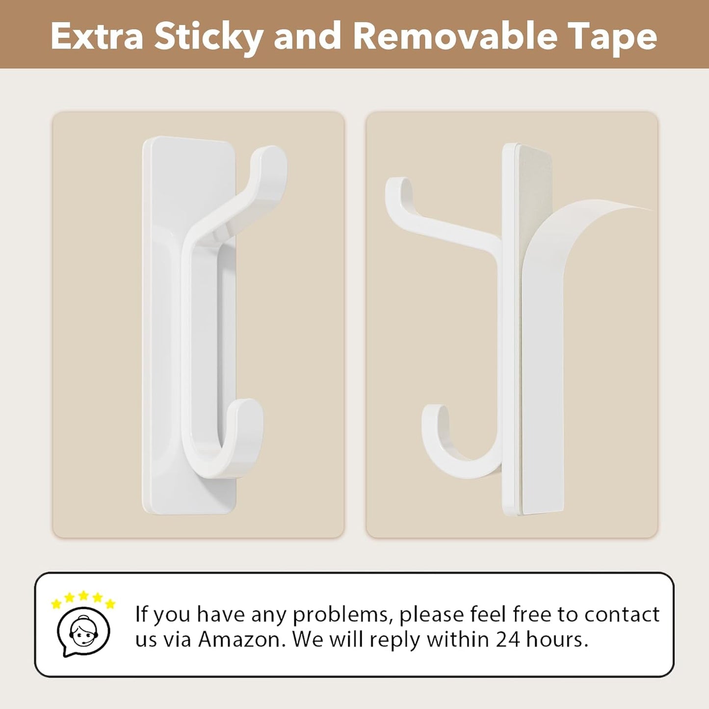 Pickpiff Wall Hooks - 13LB Strong Adhesive Coat & Towel Hangers | White 6-Pack for Easy Organization