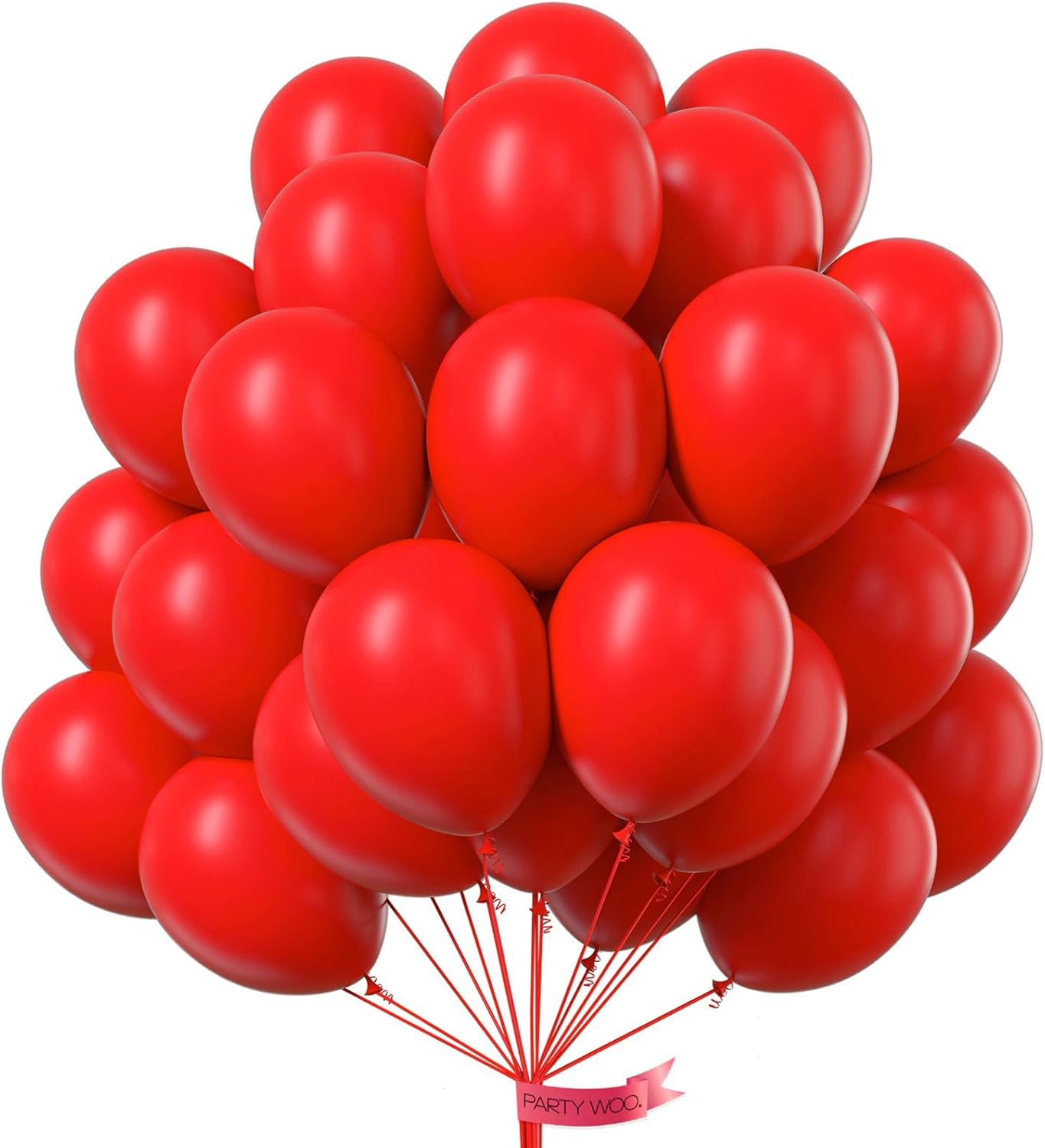 PartyWoo Red Helium Balloons - 12 Inch, 101pcs for Birthday, Graduation & Special Events