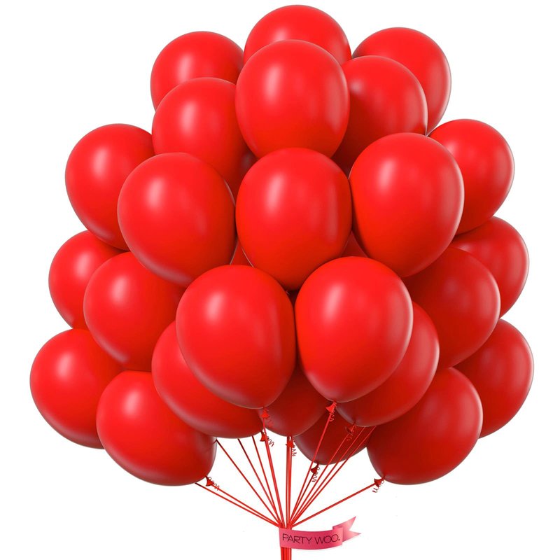PartyWoo Red Balloons 101pcs 12 Inch Red Helium Balloons for Birthday Graduation Bachelorette Citizenship Firefighter Strawberry Anniversary Cherry Casino Movie Theme Party Decorations Red-Y57