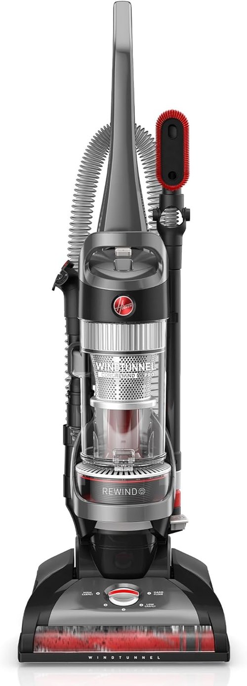 Hoover WindTunnel Cord Rewind Pro Bagless Vacuum Cleaner - Multi-Cyclonic Filtration, 25ft Cord, 5-Height Adjustment