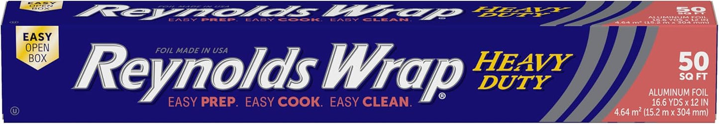 Reynolds Wrap Heavy Duty Aluminum Foil - Thick, Durable Foil with Easy Open Tab | 12" Wide, 50 Sq. Ft.