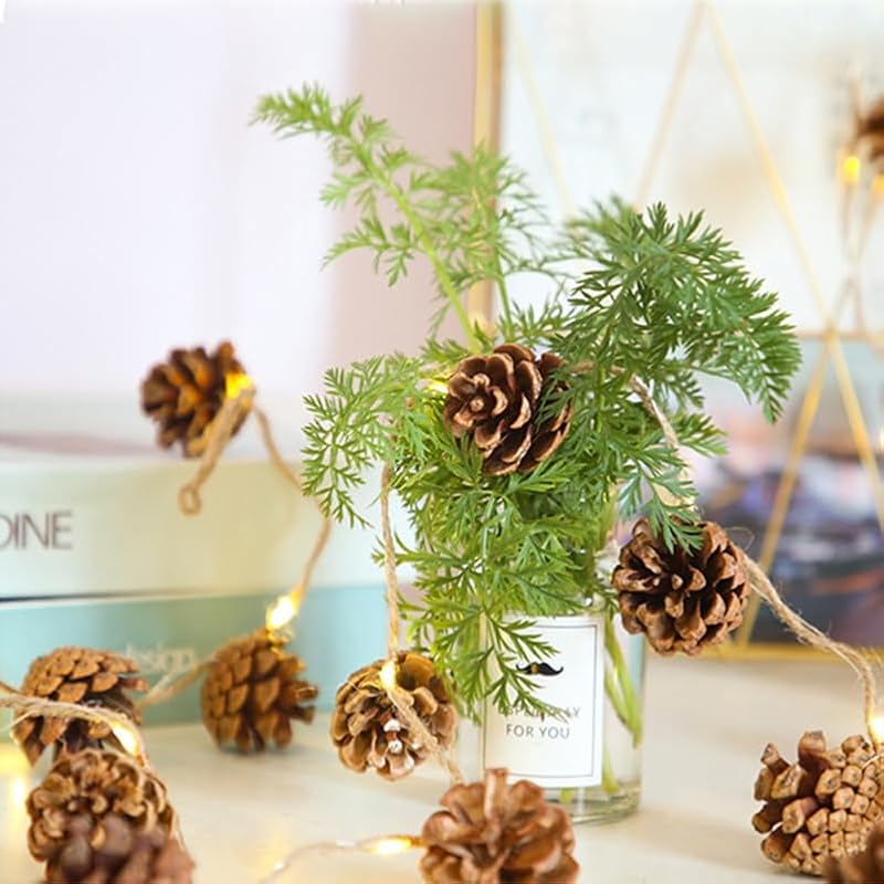 Battery-Powered Pine Cone String Lights for Christmas and Holiday Decor
