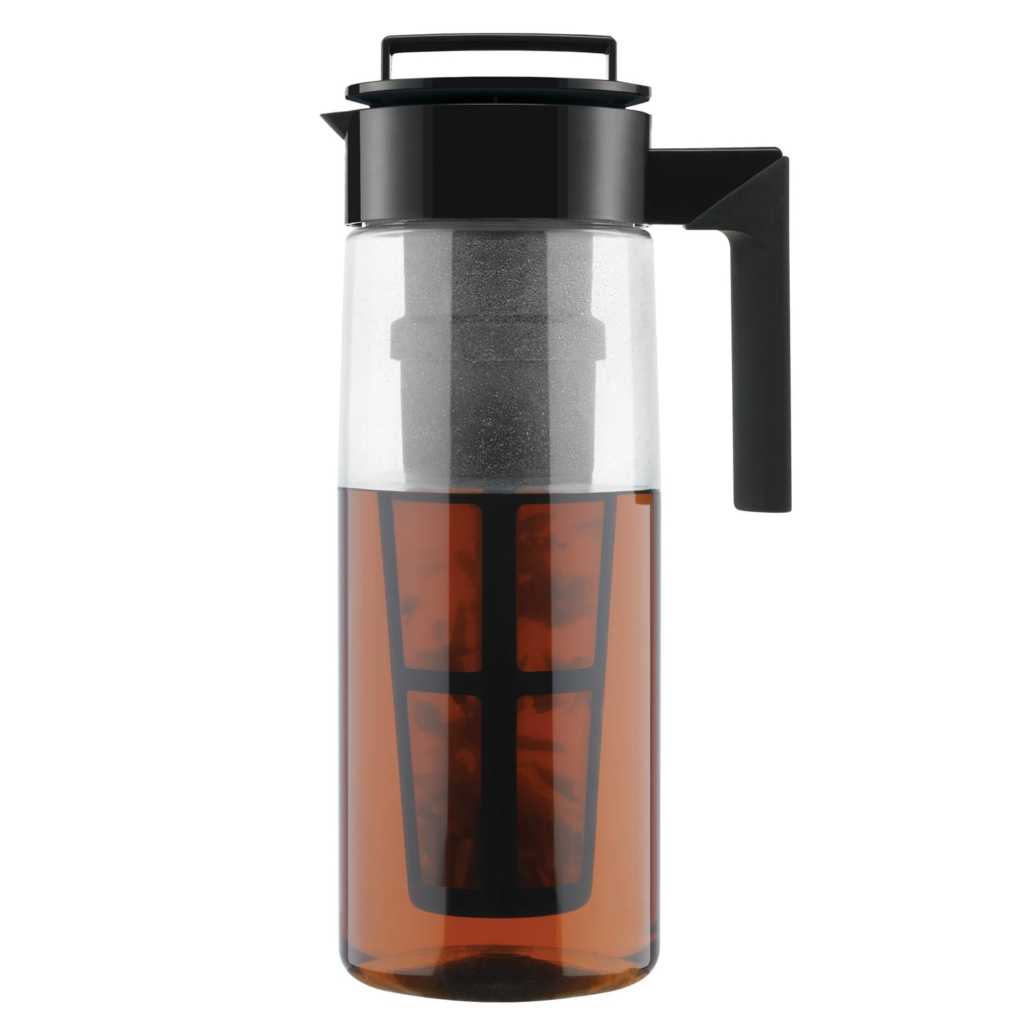 Takeya Flash Chill Iced Tea Maker - Versatile Tea Brewer for Loose/Bagged Tea - Patented Flash Chill Tech Hot/Cold Use BPA-Free Tritan Dishwasher Safe - Airtight Lid Made in USA - 2 Quart/Black