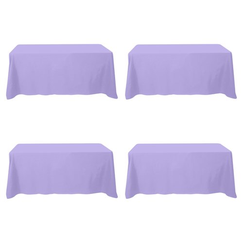 BRILLMAX 4 Pack Lavender Tablecloths 90 x 132 Inch for 6ft Rectangle Tables - 150 GSM Polyester Fabric, Floor Length Drop, Water, Stain & Wrinkle Resistant Cloth Cover for Wedding Reception Banquet