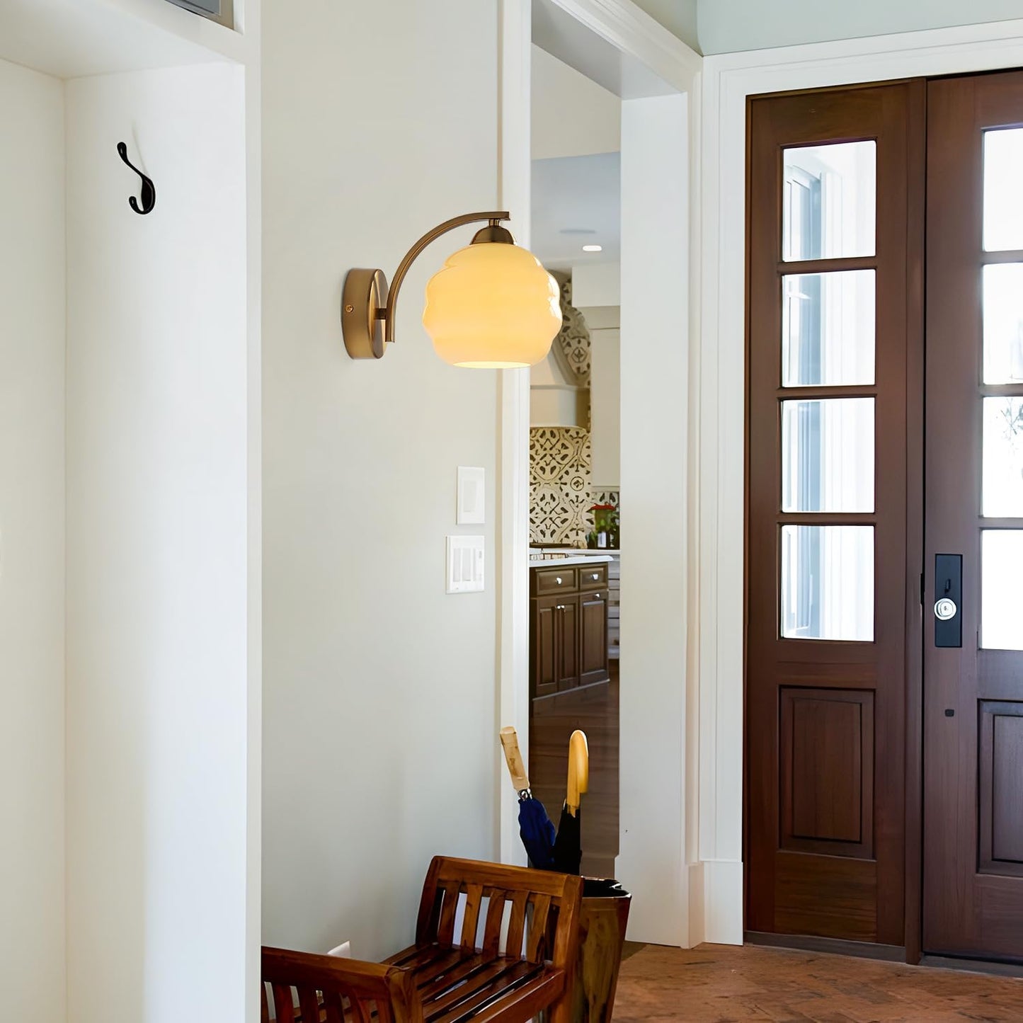 Gold Wall Sconce 1-Light Modern Wall Lighting Fixture Farmhouse Vanity Sconces Lights with Milk White Glass Shade Indoor Wall Sconce Lamp Wall Mount Light Fixture for Bedroom MWL02-1A