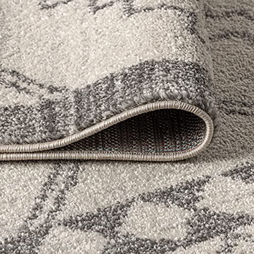 JONATHAN Y MOH200B-5 Amir Moroccan Beni Souk Indoor Area-Rug Bohemian Farmhouse Rustic Geometric Easy-Cleaning Bedroom Kitchen Living Room Non Shedding, 5 X 8, Cream,Gray