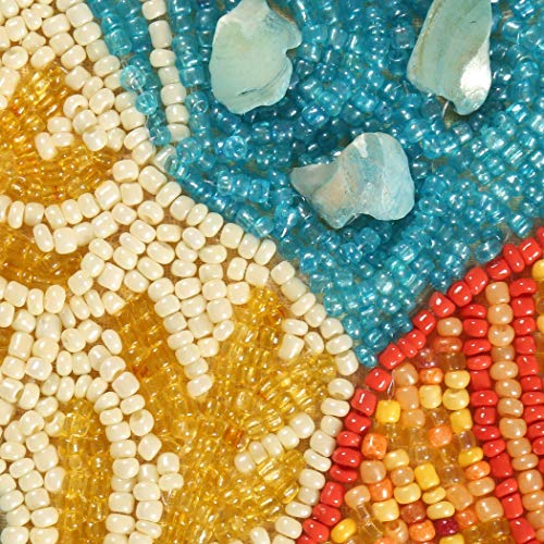 Light & Pro Beaded Seashell Table Runner Orange Blue 13x36 Inch for Holiday Decor