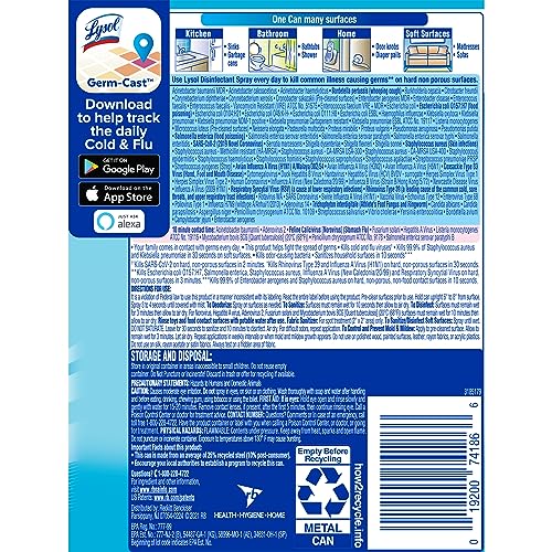 Lysol Disinfectant Spray - Crisp Linen Scent, Kills 99.9% of Viruses & Bacteria, 12.5 Fl Oz Pack of 12 - Linen Variation