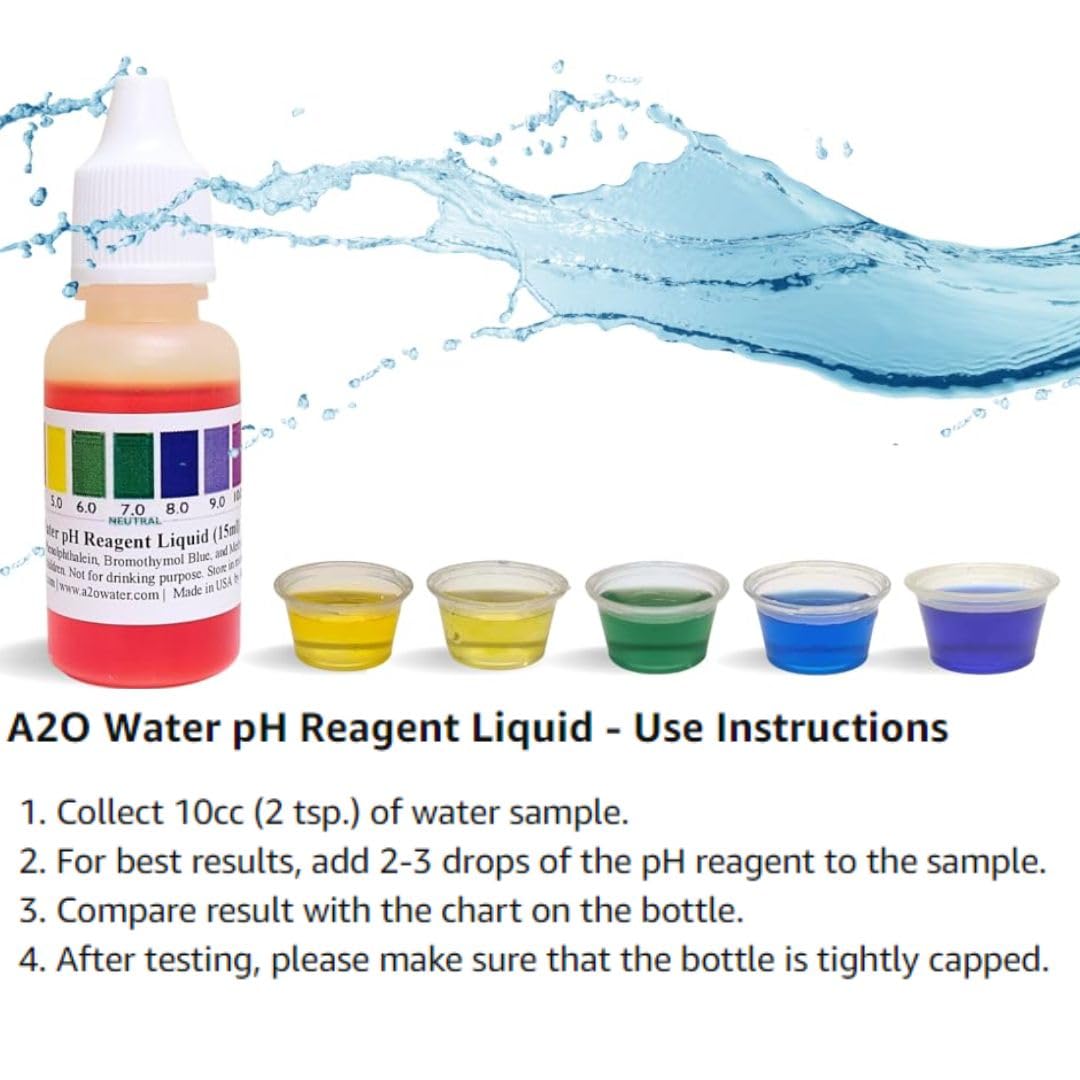 Alkaline Water, Tap, and Drinking Water Accurate Measure of pH Level, Test kit wht, up to 125 Tests per Bottle 0.50 Fl Oz by A2O Water - Made in USA