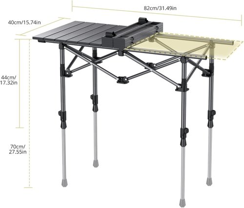 Anbte Aluminum Camping Table - 3ft Adjustable Height with Storage Net & Bag | Lightweight Roll-Up for Indoor/Outdoor Use, Black