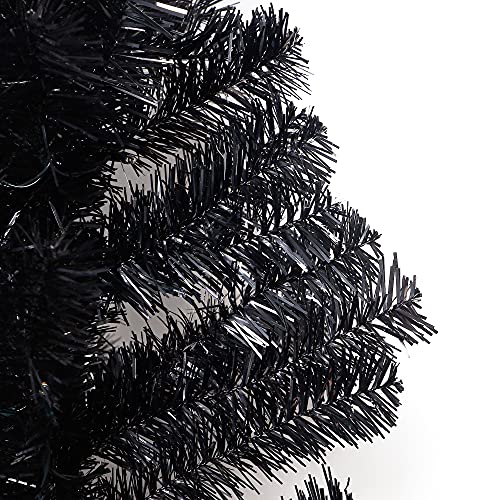 Juegoal Lighted Artificial Halloween Black Christmas Tree, 4FT Tinsel