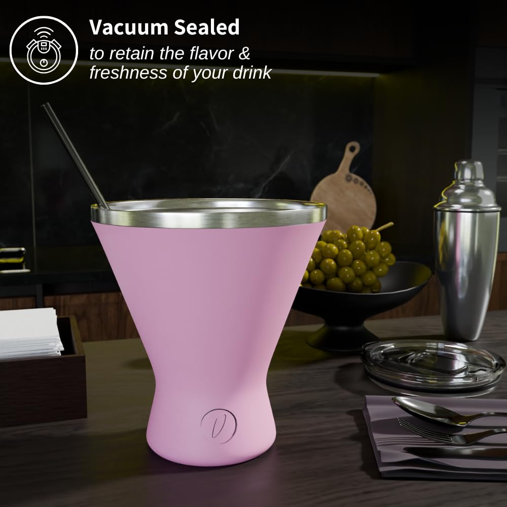 Mother’s Day Gift for Mom - [Pack of 1, Pink] Stainless Steel Martini Glass, Unbreakable Metal Cocktail Glass, Unique Gift for Women Wife, 10oz Elegant Drinkware