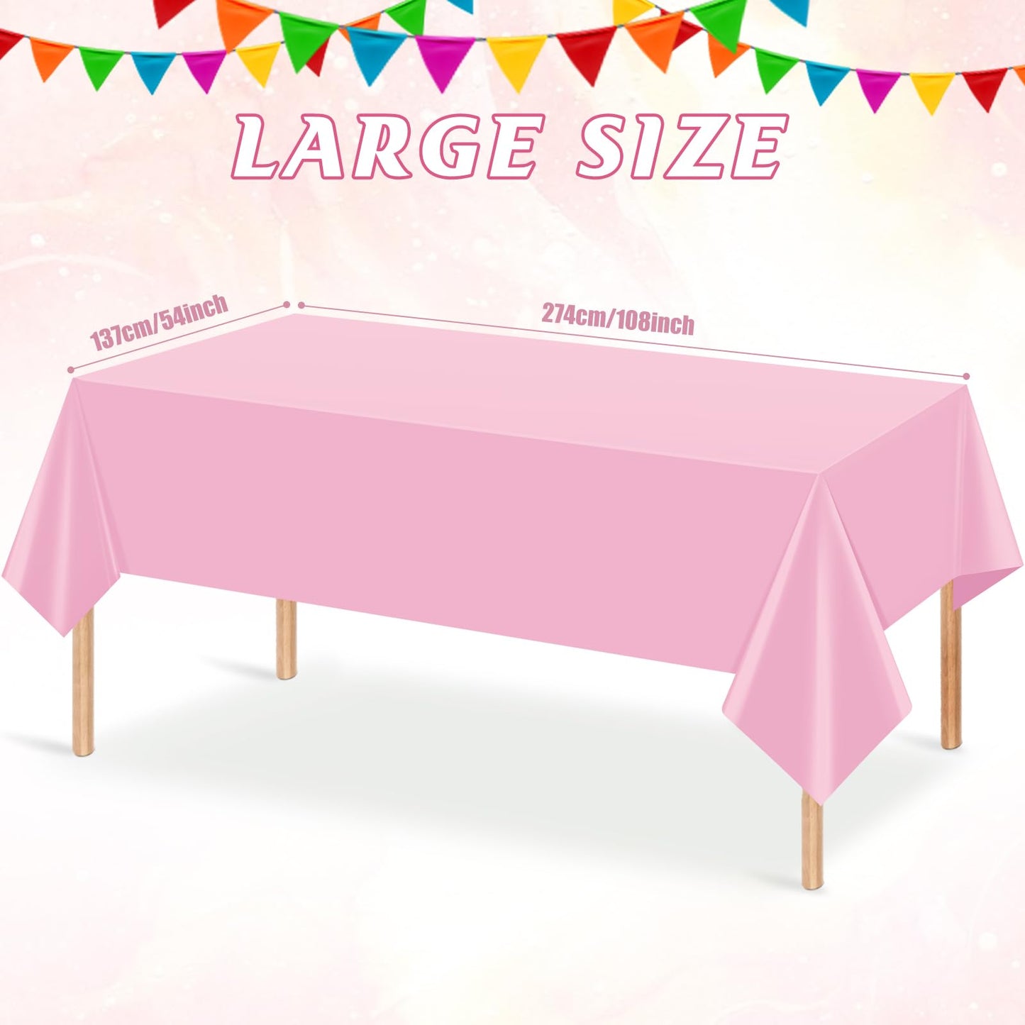 YIDAKO 12Pcs Light Pink Tablecloth,Disposable Plastic Tablecloths,Waterproof Pink Rectangle Table Cover for Graduation Birthdays Weddings Anniversary Party Decorations,54 x 108 Inch