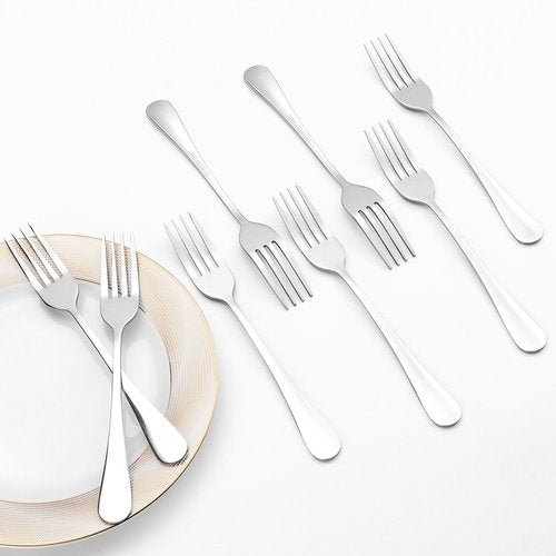 8 Pcs Dinner Forks Set, Food Grade Stainless Steel Silverware Forks, Metal Fork, Flatware Dessert Fork for Home, Kitchen or Restaurant, Mirror Polished, Dishwasher Safe, 7.3 Inches