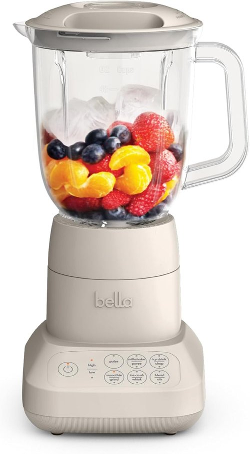 Bella 10-Speed Countertop Blender - Slim Flip & Store Design, 48oz Dishwasher Safe Pitcher, 450W