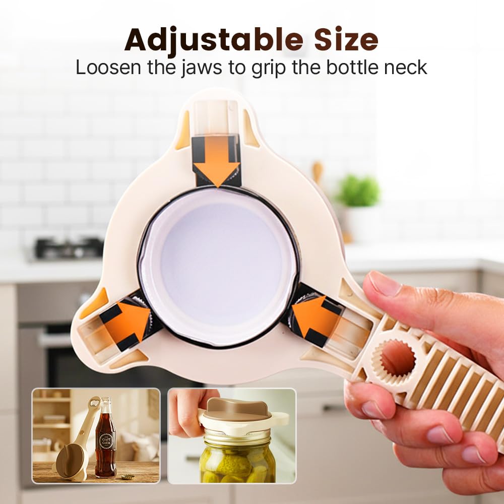 2026 New 4-in-1 Jar Opener - Adjustable Stainless Steel Lid Remover for Seniors & Arthritis Sufferers, Fits Kitchen Jars, Bottles & Cans (1PC)