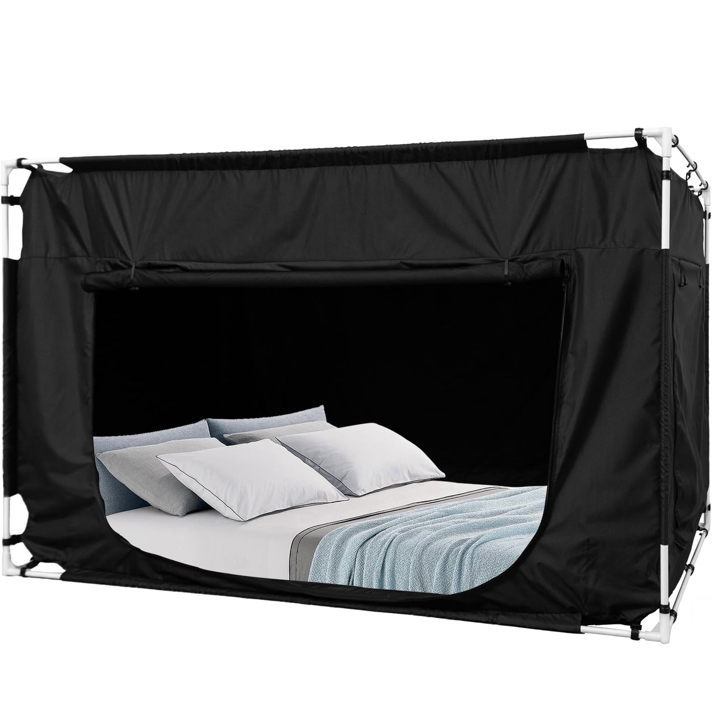 Quinnsus Bed Tent Bed Canopy Full Size Tents for Adult and Kids - Portable Sleeping Bed Tents 80% Blackout with 4 Doors Breathable Private Space Tents(Mattress Not Included)