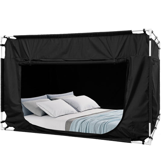 Quinnsus Bed Tent Bed Canopy Full Size Tents for Adult and Kids - Portable Sleeping Bed Tents 80% Blackout with 4 Doors Breathable Private Space Tents(Mattress Not Included)
