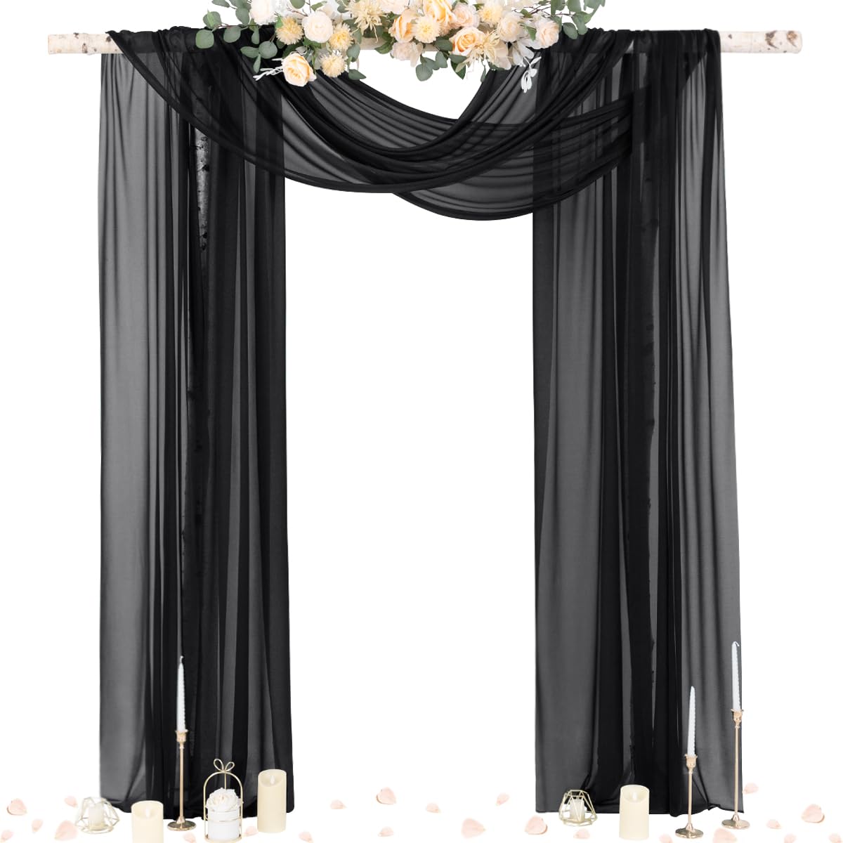 Socomi Wedding Arch Draping Fabric 29" x 20Ft 2 Panels Champagne and Terracotta Sheer Outdoor Curtain Drapes Extra Long for Bridal Baby Shower Birthday Party Decor