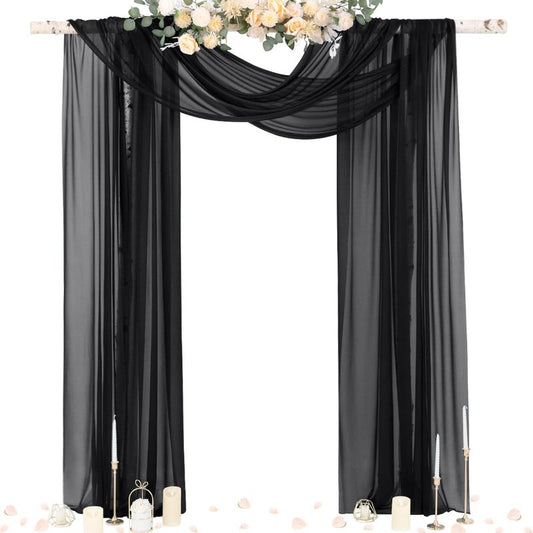 Socomi Wedding Arch Draping Fabric 29" x 20Ft 2 Panels Champagne and Terracotta Sheer Outdoor Curtain Drapes Extra Long for Bridal Baby Shower Birthday Party Decor