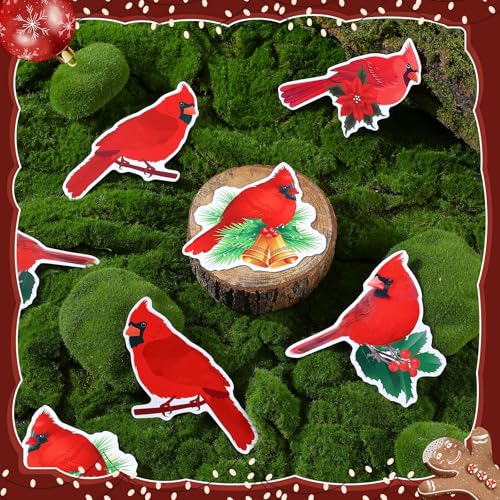 Photect 8 Pcs Cardinal Bird Screen Door Magnets - Christmas Variation