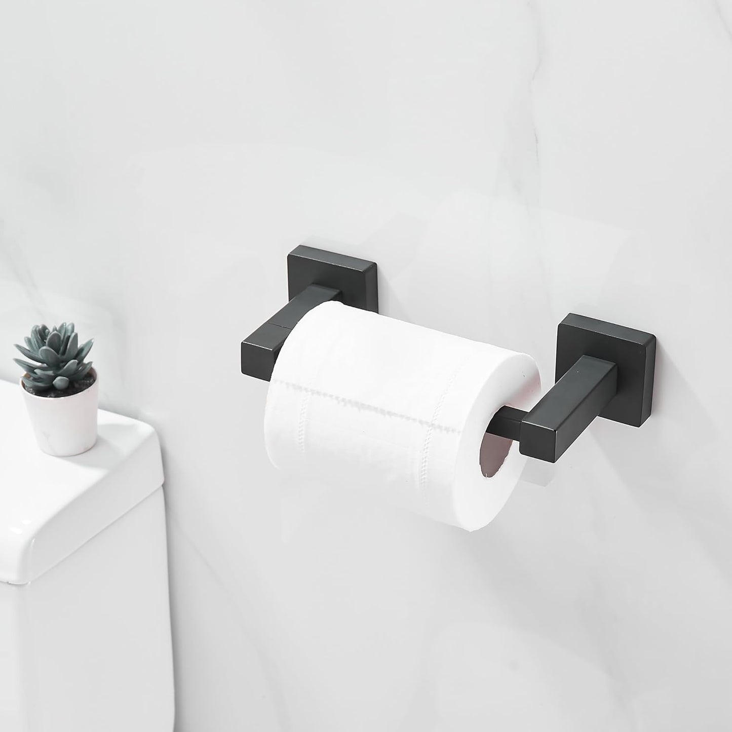 Leyden Black Toilet Paper Holder - Modern Wall-Mounted Double Post Design for Easy Access