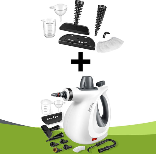 Skiennix Pressurized Handheld Steam Cleaner - Multi-Surface Cleaning with 18 Accessories
