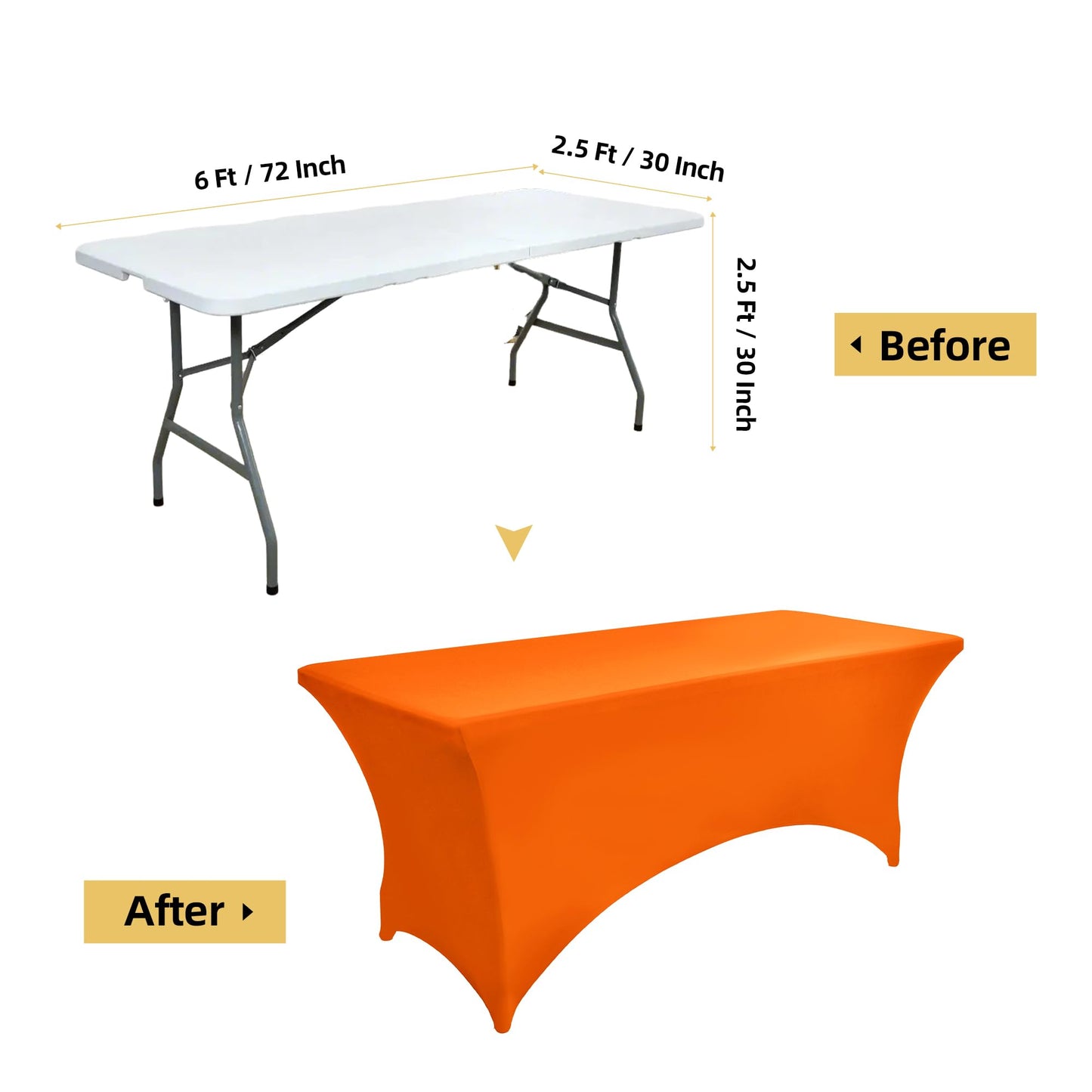 ZarzaaSik 2-Pack 6ft Spandex Table Covers for Rectangle Standard Folding Tables - Wrinkle Resistant Stretch Tablecloths - Ultimate Fitted Table Protector for Parties, Trade Shows, Banquet