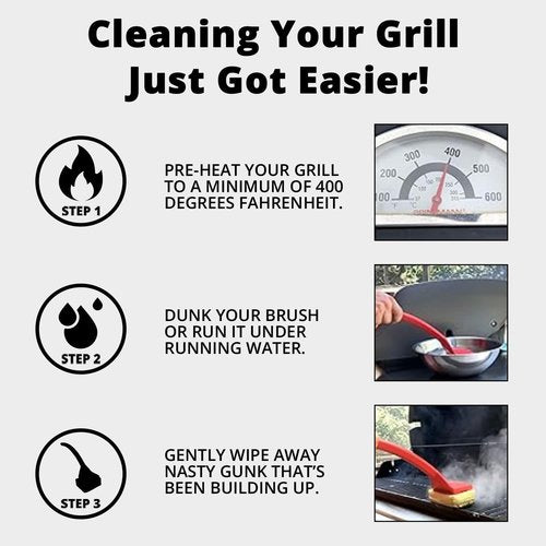Grill Rescue BBQ Scraper Cleaning Head - Durable Bristle-Free Brush for Cast Iron & Stainless Steel Grates
