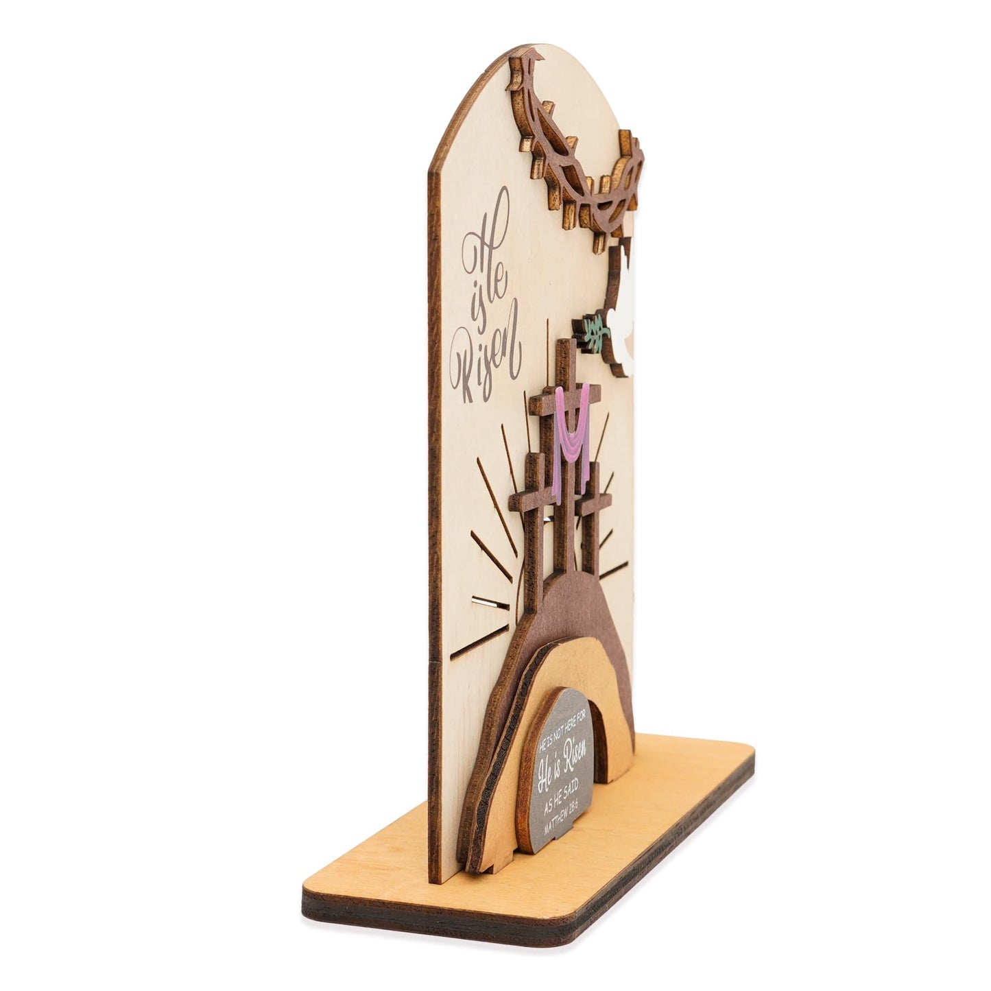 Alcarin He is Risen Easter Resurrection Decor - Easter Decorations for Home - Empty Tomb Religious Resurrection Set Decoration for Table, Desk, Home