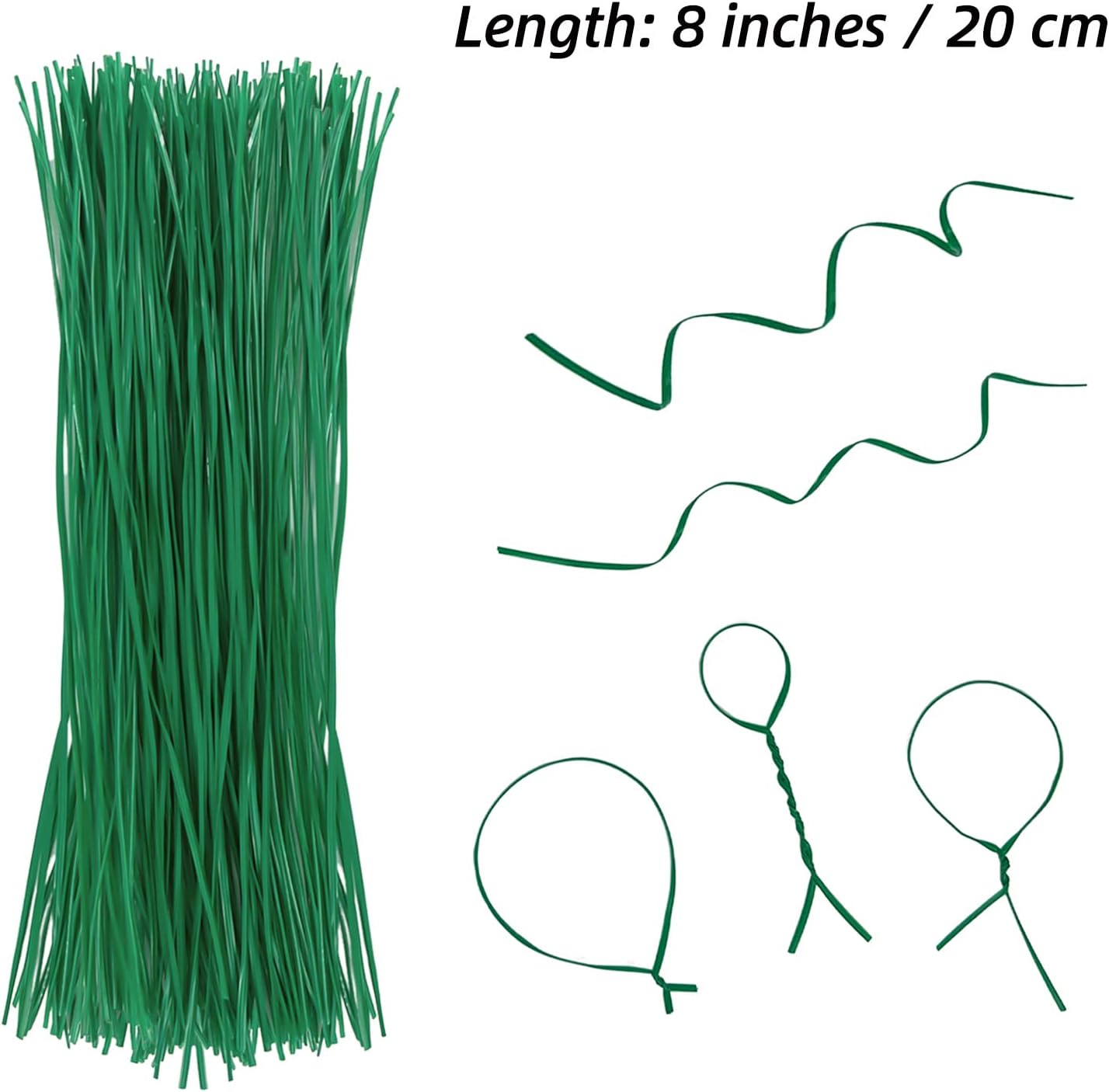 Plant Twist Ties - 8'' Reusable Garden Ties for Climbing Plants | Pack of 100, Green