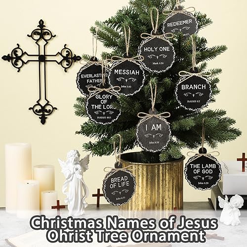 48 Pcs Jesus Christmas Ornaments Set - Wooden Holiday Decorations for Tree & Crafts