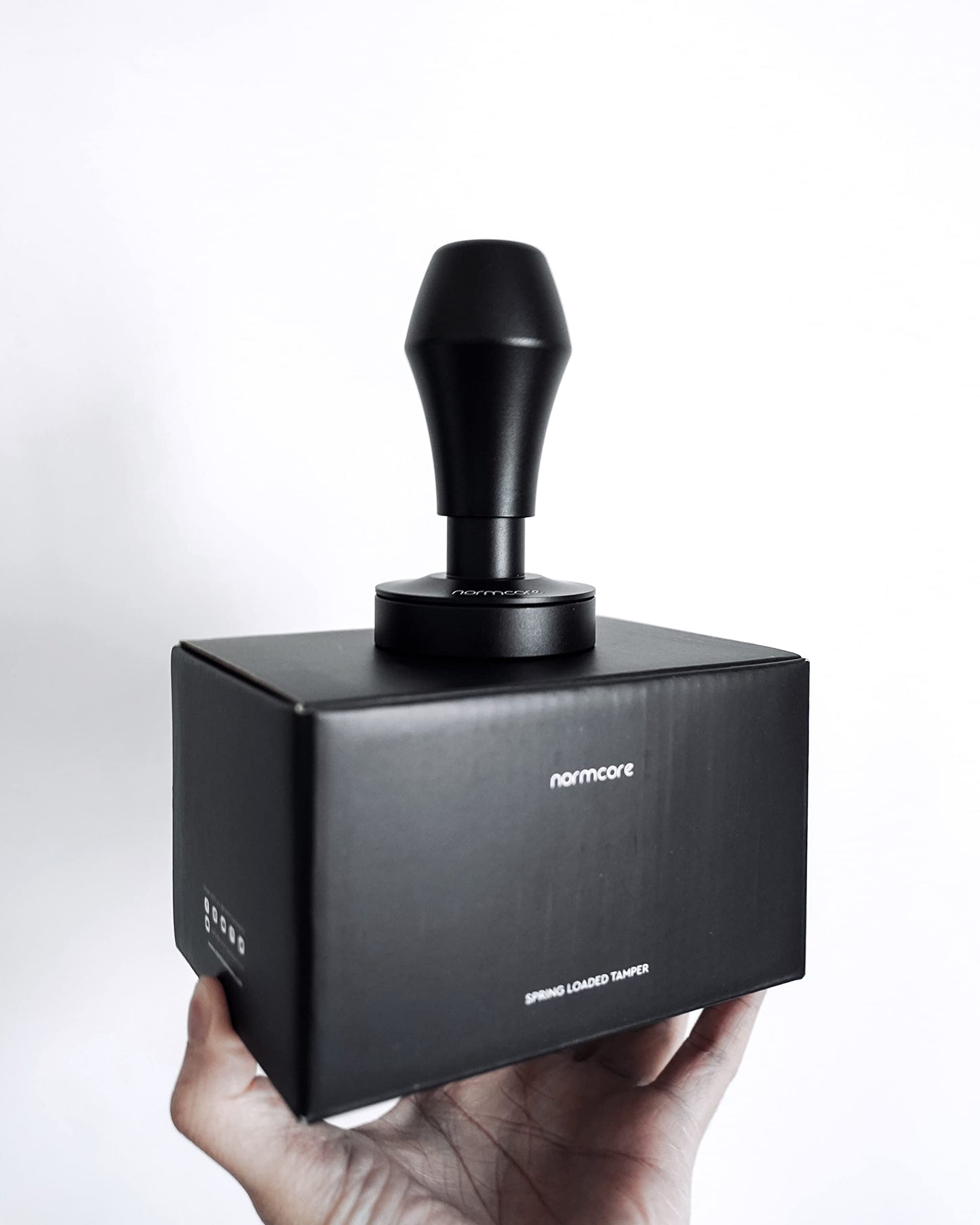 Normcore V4 Coffee Tamper 53.3mm - Spring-Loaded Tamper - Barista Espresso Tamper with 15lb / 25lb / 30lbs Replacement Springs - Anodized Aluminum Handle and Stand - Flat Base, Black