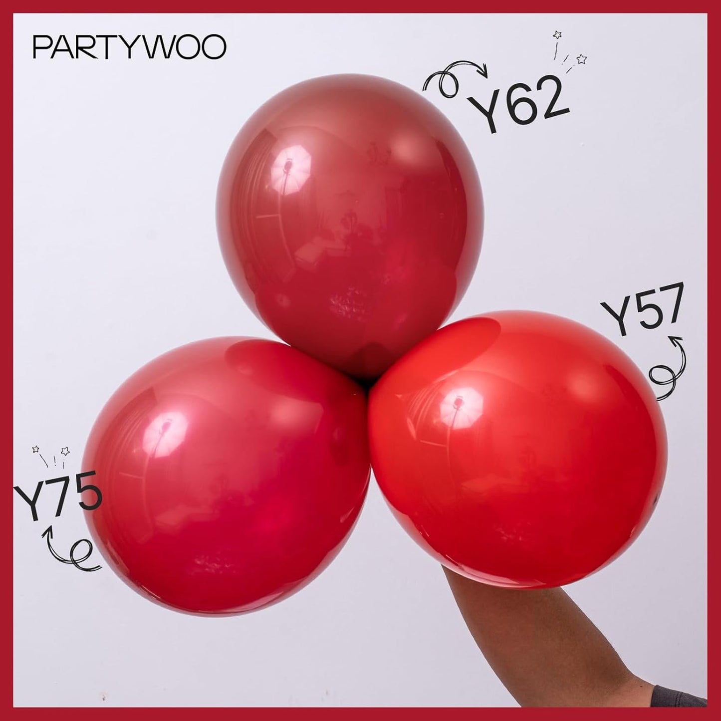 PartyWoo Red Helium Balloons - 100pcs 12 Inch for Birthday, Graduation & Celebrations