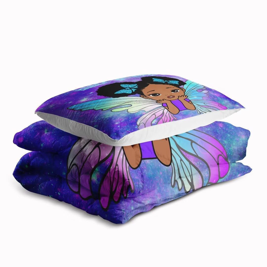 GRAT TIOC Black Girl Magic Comforter Set Queen Size,Black Girl Bedding Set,African American Comforter Set,Afro Princess Bed Set Bedroom Decor