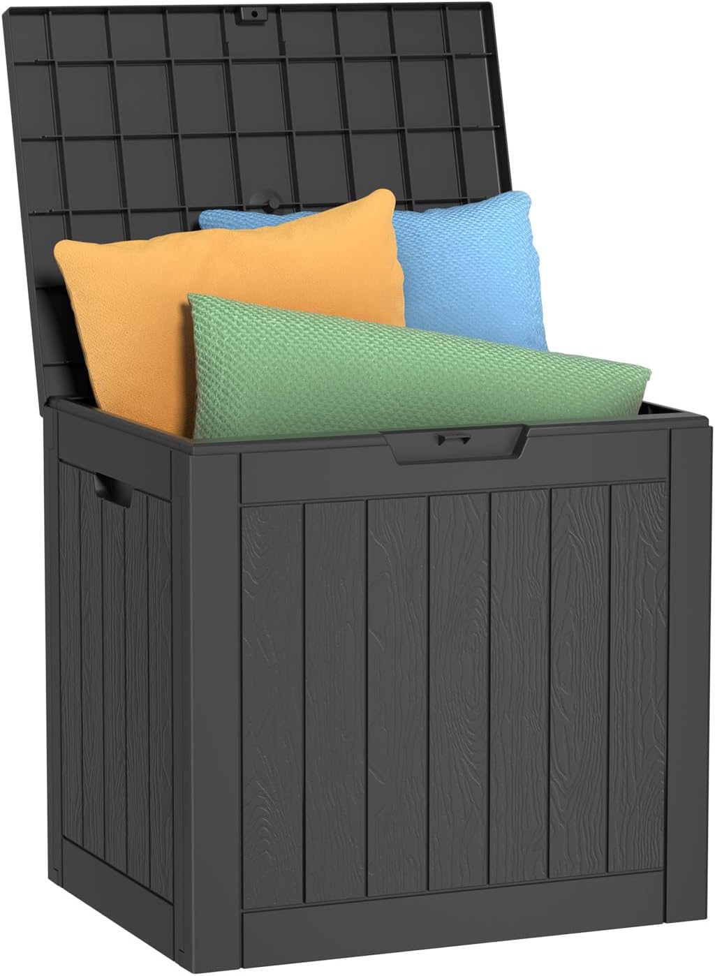 Regine Switzerland 36 Gallon Outdoor Deck Box - Lockable Waterproof Storage for Garden Tools & Cushions | Black