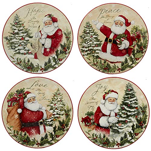 Certified International Holiday Wishes Dinnerware Set for 4 - 16 Pieces, Multicolored Christmas Tableware