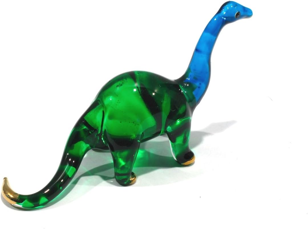 Miniature Blown Glass Brontosaurus Figurine - 2.5" Jurassic Collectible Decor