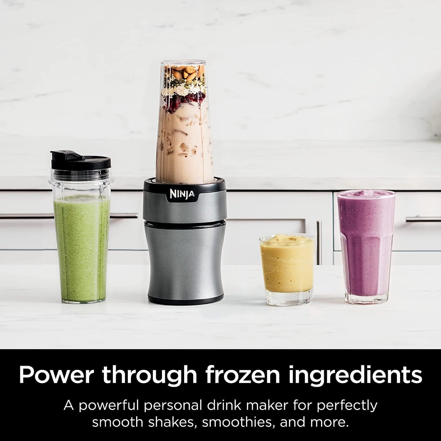 Ninja BN300 Nutri-Blender - 900-Peak-Watt Personal Blender with 2 Dishwasher-Safe To-Go Cups