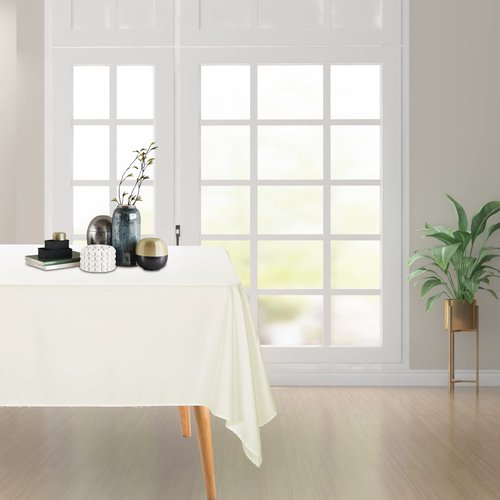Ascoza 2pack 52x52 Inch Ivory Square in Polyester Fabric Tablecloth for Wedding,Banquet,Restaurant and Parties