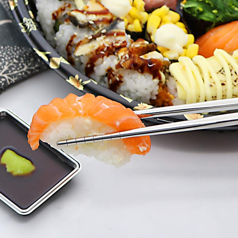 Skiennix Stainless Steel Chopsticks - Reusable Multicolor Set of 5 | Lightweight & Dishwasher Safe