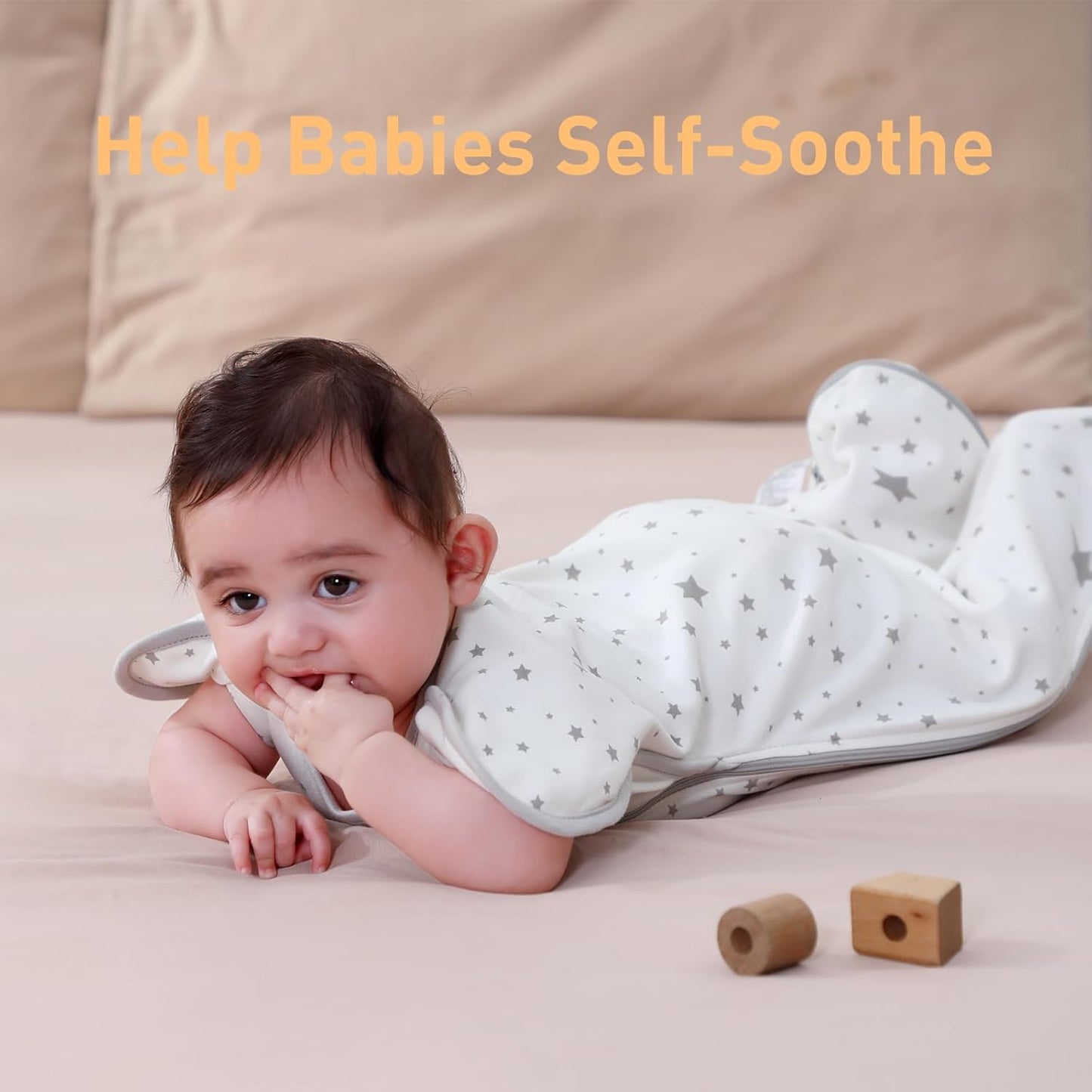Skiennix Baby Sleep Sacks - 3-Way Transition Swaddle Blanket Set for Newborns (0-3 Months) - Cotton, Arms Up Design