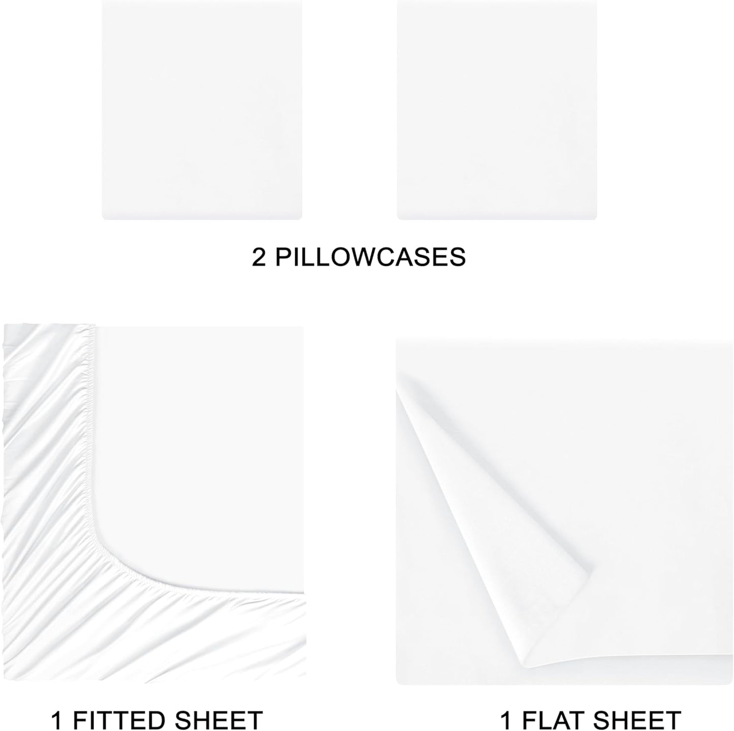 Skiennix Queen Sheet Set | Ultra Soft Double Brushed Microfiber Bedding - 4 Piece Deep Pocket - White