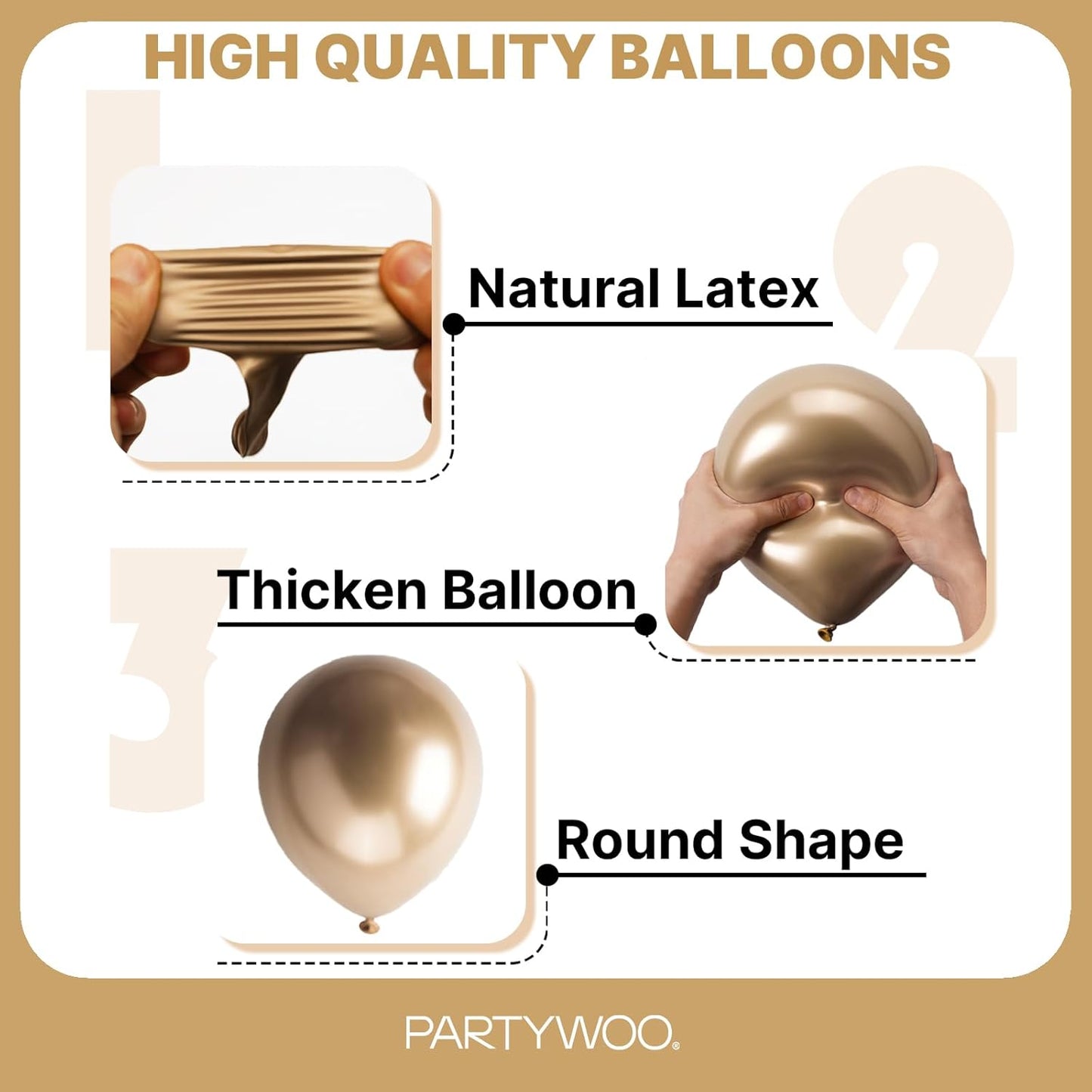 PartyWoo Metallic Gold Balloons - 128-Piece Chrome Gold Balloon Arch Kit for Celebrations | 18", 12", 10", 5" Sizes