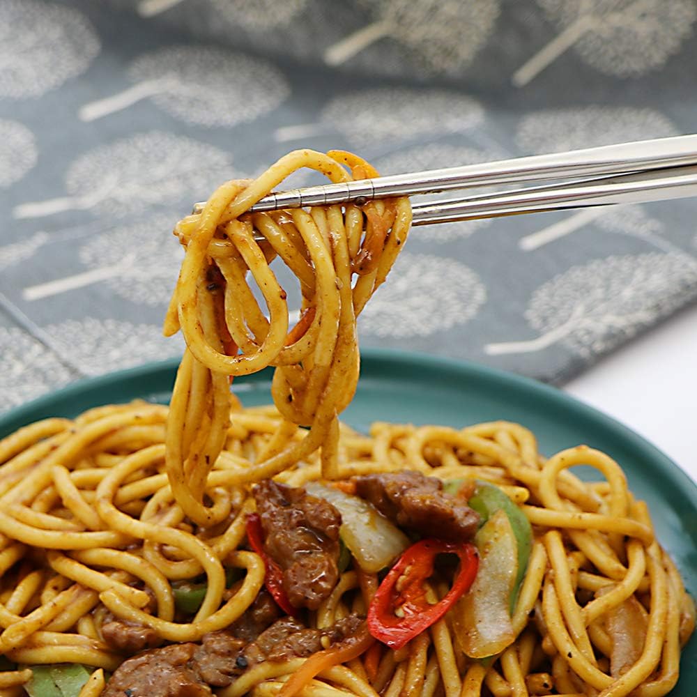 Skiennix Stainless Steel Chopsticks - Reusable Multicolor Set of 5 | Lightweight & Dishwasher Safe