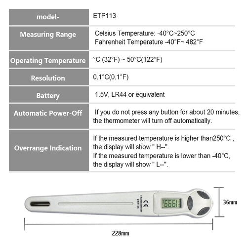 Allsun Digital Meat Thermometer - High Precision Stainless Steel Probe | °C/°F Cooking Tool for Kitchen & Home