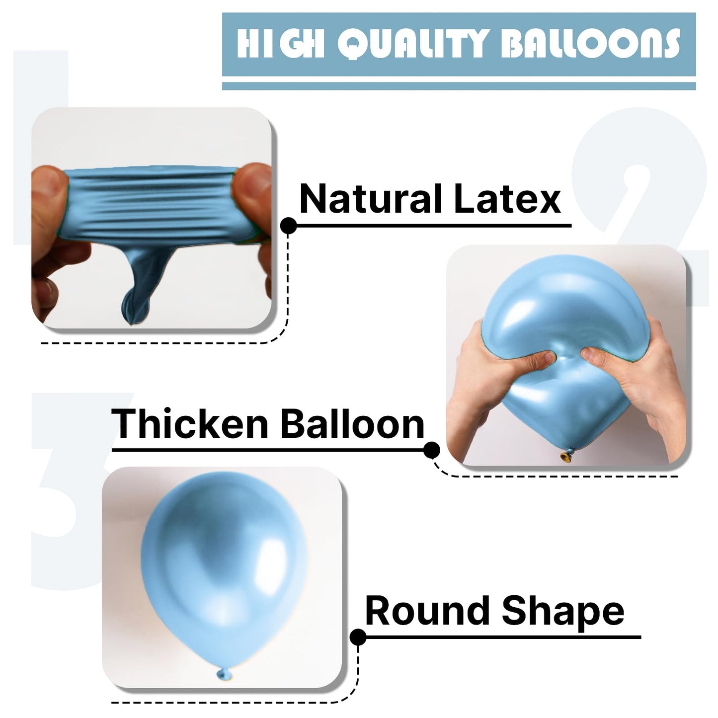 PartyWoo Metallic Blue Balloons, 50 pcs 12 Inch, Balloon Garland or Arch Decorations, Unisex, Birthday, Wedding