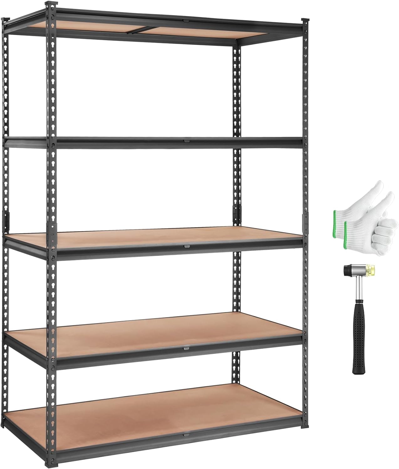 VEVOR 5-Tier Adjustable Storage Shelving Unit - Heavy Duty Metal Shelves for Garage, Kitchen & More | 48" L x 24" W x 72" H
