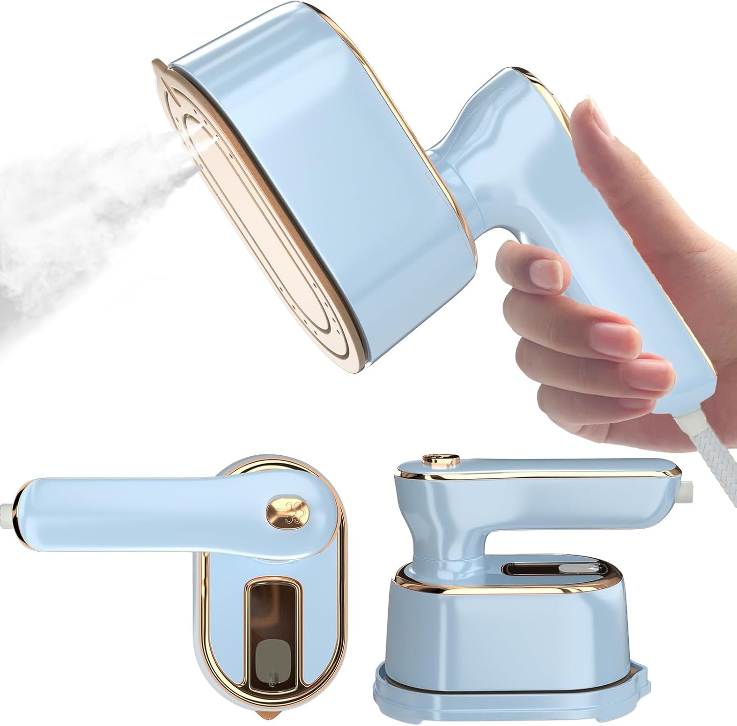 Skiennix Travel Steamer | Mini Portable Iron for Clothes - Ideal for College Dorms & Home Essentials (Sky Blue)